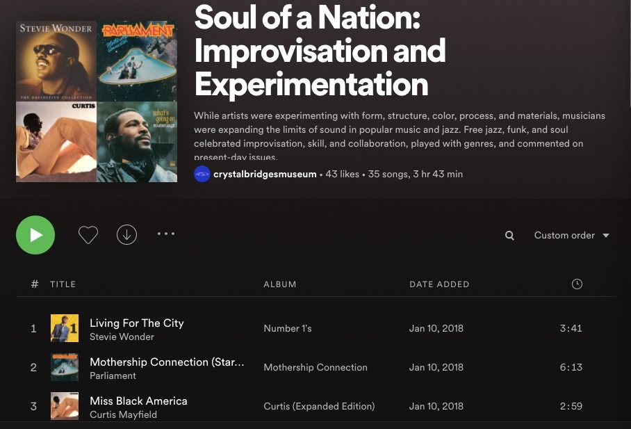 Soul of a Nation Spotify Playlist screenshot Spotify Playlist screenshot