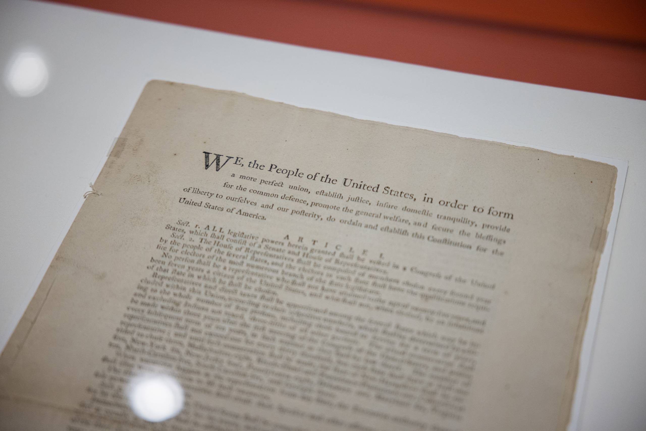 Photo by Stephen Ironside a close-up image of text from the US constitution