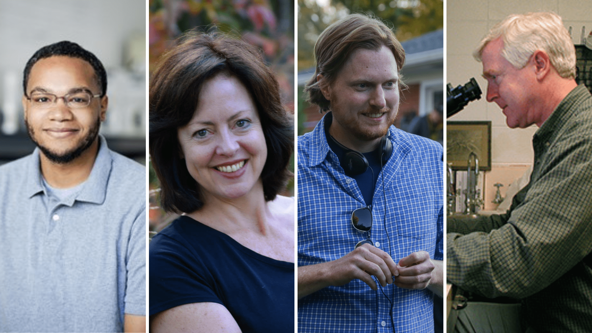 Light professionals collage headshot of people who all use light in their work